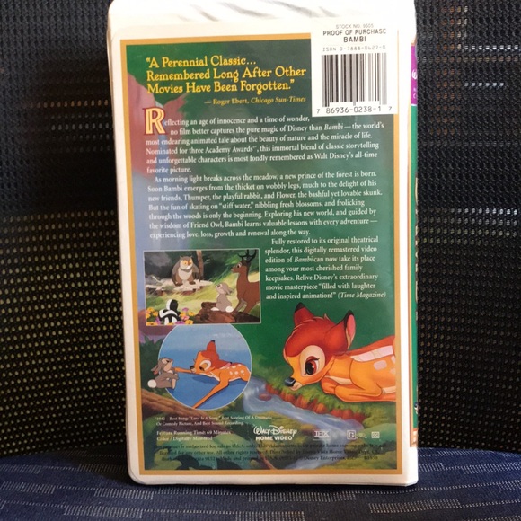 *6 for $25* Disney **Bambi** Cartoon VHS 📼 tape~movie 🎥  55th Limited Ed… - Picture 2 of 5